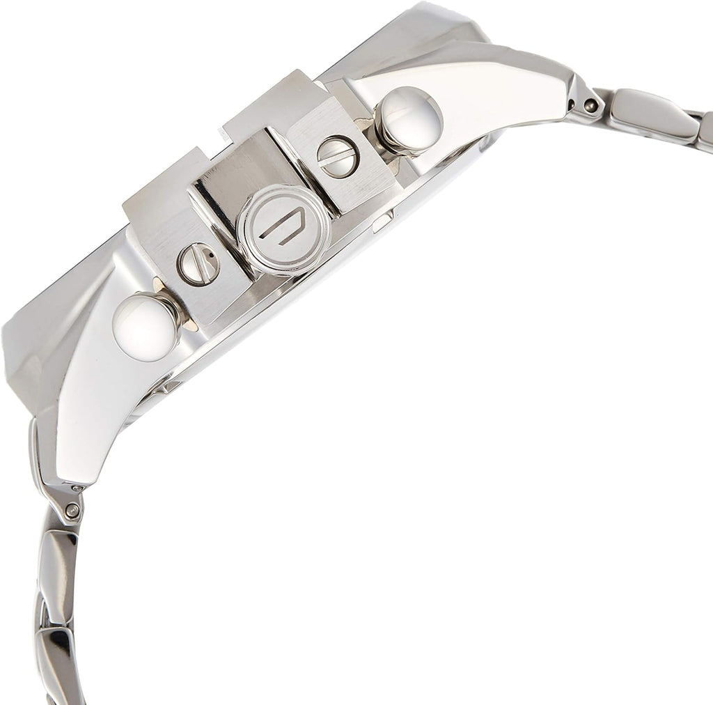 Diesel Mega Chief Chronograph Blue Dial Silver Steel Strap Watch For Men - DZ4417