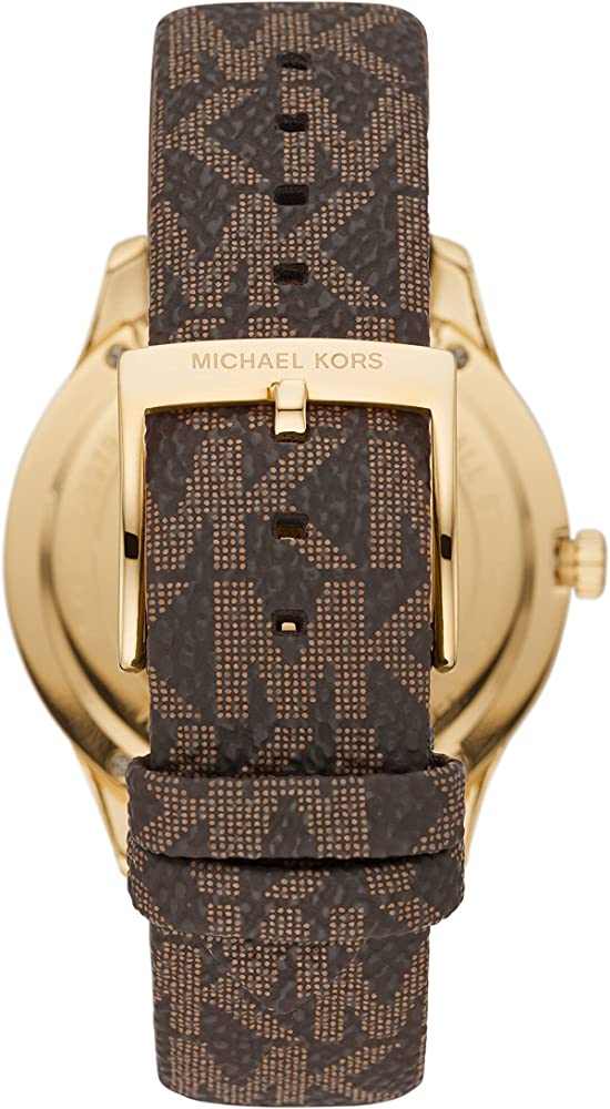 Michael Kors Runway Quartz Black Dial Brown Leather Strap Watch For Women - MK6979