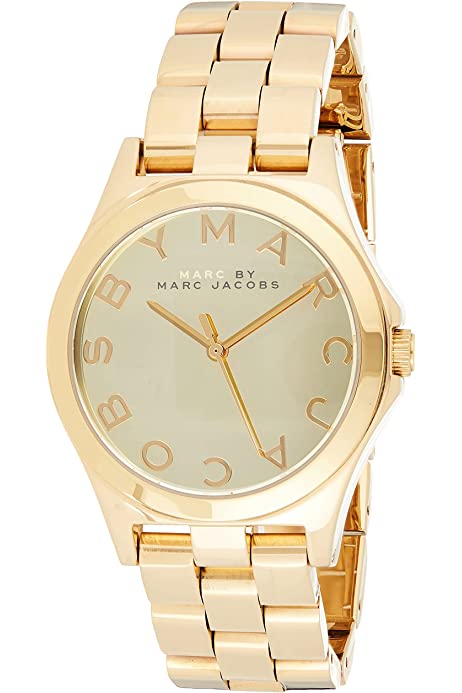 Marc Jacobs Henry Gold Dial Gold Steel Strap Watch for Women - MBM3211