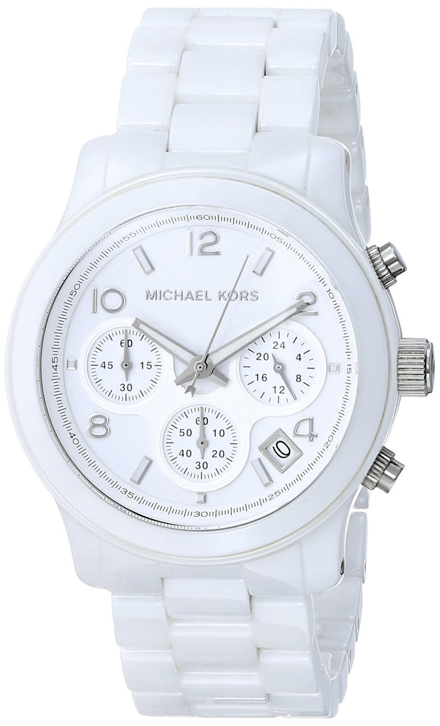 Michael Kors Runway White Ceramic Dial White Steel Strap Watch for Women - MK5161