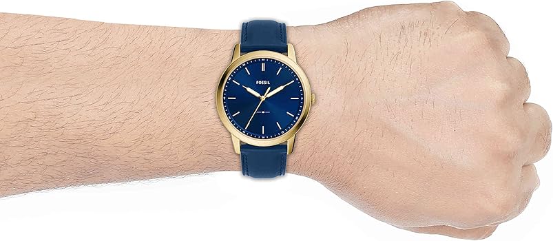 Fossil The Minimalist 3H Analog Blue Dial Blue Leather Strap Watch for Men - FS5789