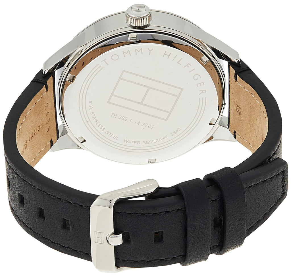 Tommy Hilfiger Spencer Skeleton Black Dial Black Leather Strap Watch for Men - 1791641
