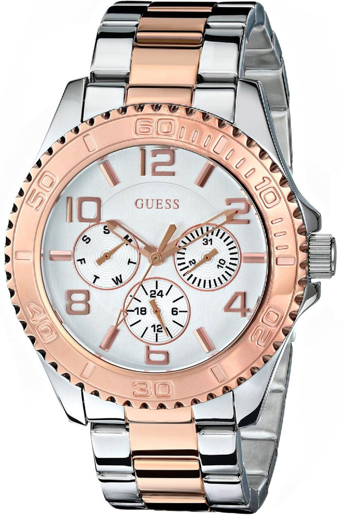 Guess BFF Multifunction Silver Dial Two Tone Steel Strap Watch for Women - W0231L5