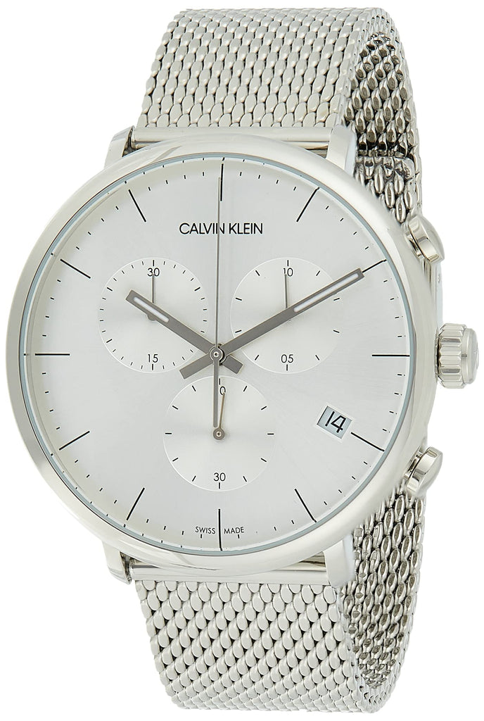 Calvin Klein High Noon Silver Dial Silver Mesh Bracelet Watch for Men - K8M27126