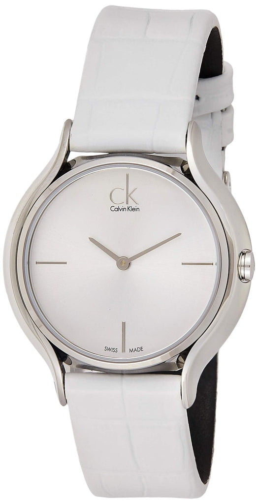 Calvin Klein Skirt White Dial White Leather Strap Watch for Women - K2U231K6