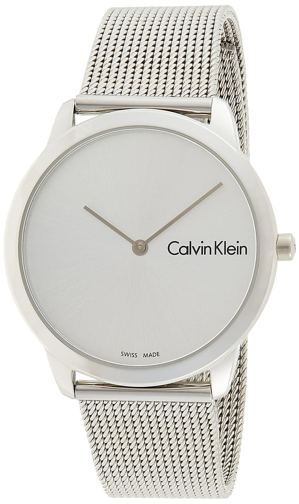 Calvin Klein Minimal Silver Dial Silver Mesh Bracelet Watch for Men - K3M211Y6