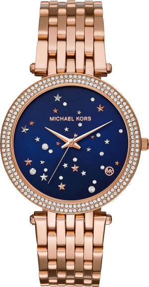 Michael Kors Darci Blue Dial Rose Gold Steel Strap Watch for Women - MK3728