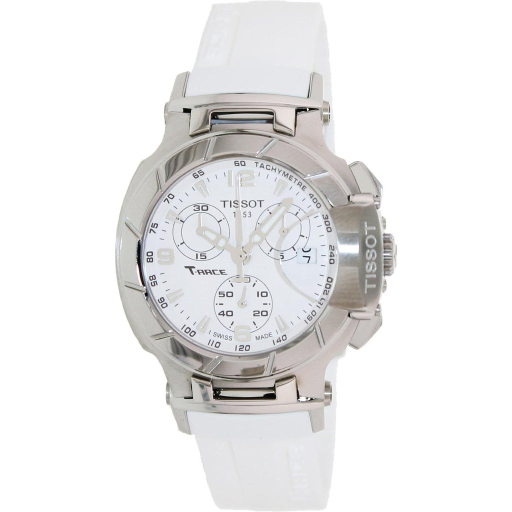 Tissot T Race Lady Chronograph White Dial White Rubber Strap Watch for Women - T048.217.17.017.00