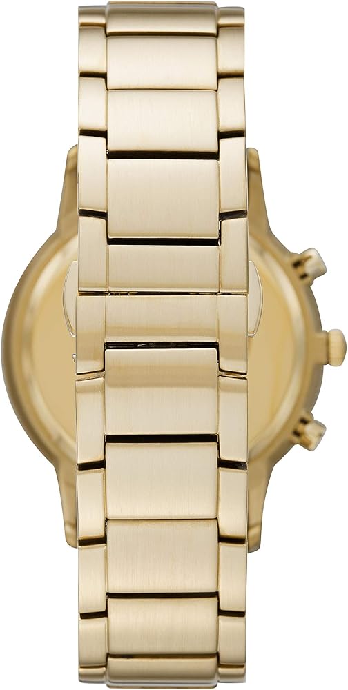 Emporio Armani Renato Chronograph White Dial Gold Steel Strap Watch For Men - AR11332