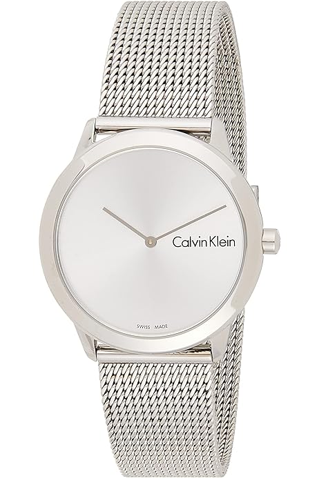 Calvin Klein Minimal Silver Dial Silver Mesh Bracelet Watch for Men - K3M211Y6