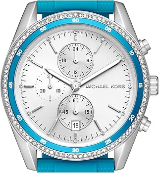 Michael Kors Hadyn Analog Silver Dial Blue Rubber Strap Watch for Women - MK7485