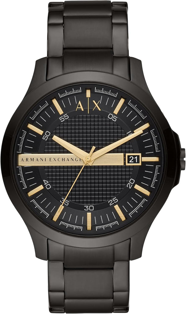 Armani Exchange Hampton Chronograph Black Dial Black Steel Strap Watch For Men - AX2413