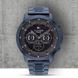 Tommy Hilfiger Luca Chronograph Grey Dial Blue Steel Strap Watch For Men - 1710493