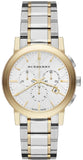 Burberry The City White Dial Two Tone Steel Strap Watch for Men - BU9751