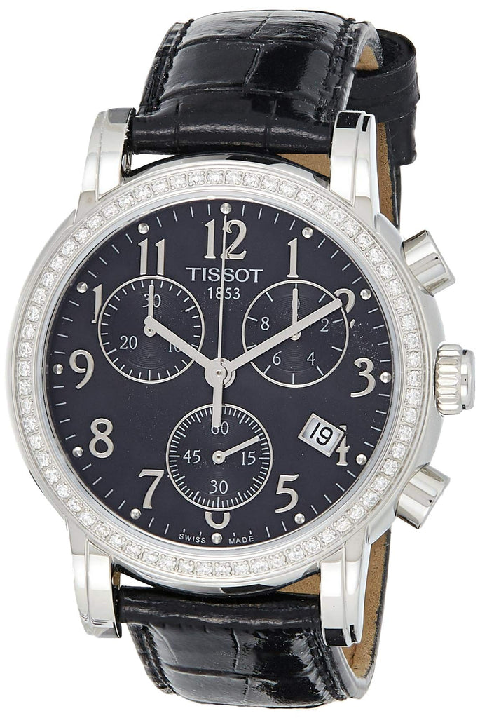 Tissot Dressport Diamonds Black Dial Black Leather Strap Watch for Women - T050.217.16.057.01