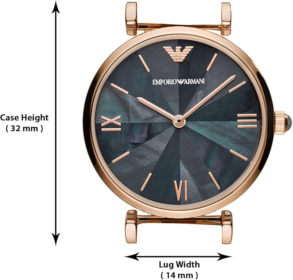 Emporio Armani Quartz Grey Dial Brown Leather Strap Watch For Women - AR11172