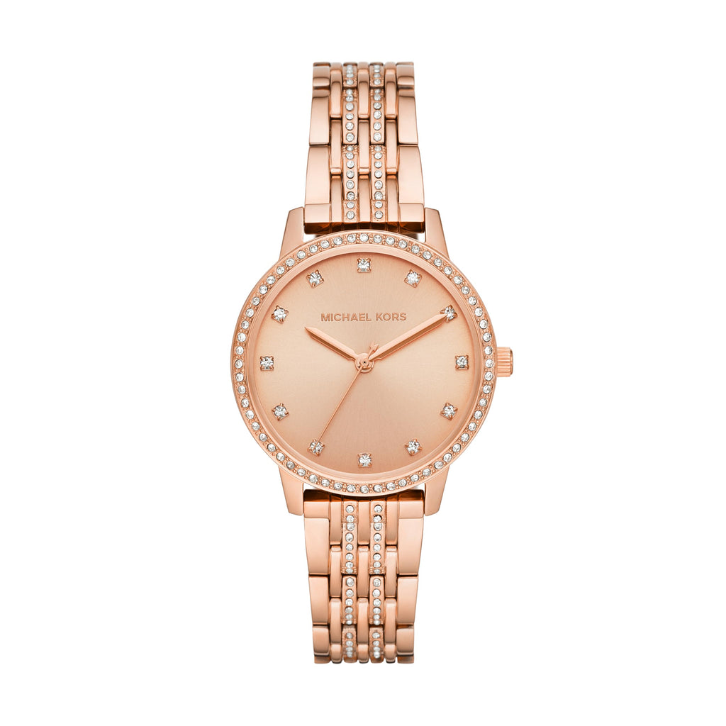 Michael Kors Melissa Three Hand Rose Gold Dial Rose Gold Steel Strap Watch For Women - MK4369
