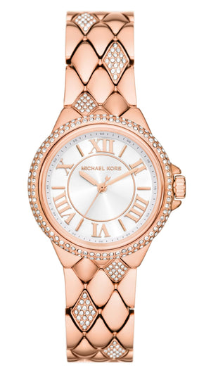 Michael Kors Camille Analog Silver Dial Rose Gold Steel Strap Watch for Women - MK4810