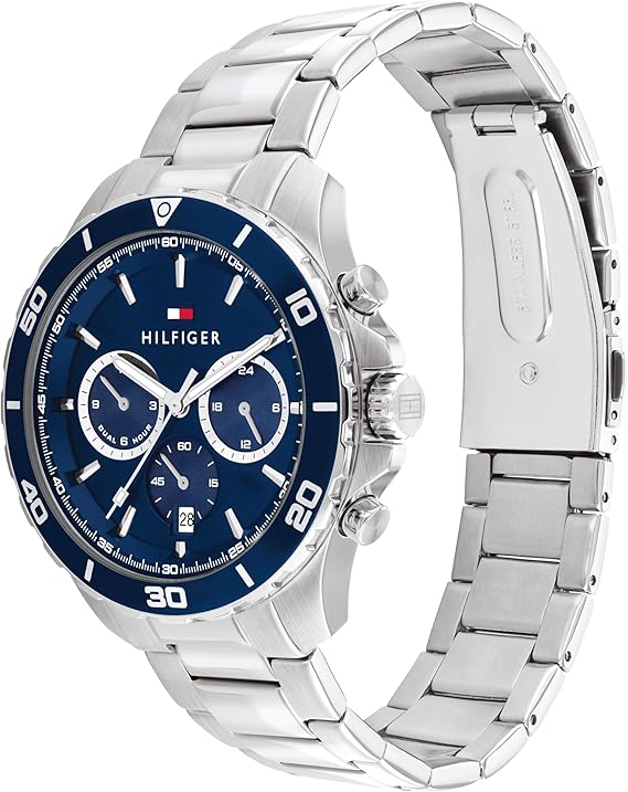 Tommy Hilfiger Jordan Chronograph Blue Dial Silver Steel Strap Watch For Men - 1792094