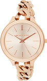 Michael Kors Slim Runway Rose Gold Dial Rose Gold Steel Strap Watch for Women - MK3223