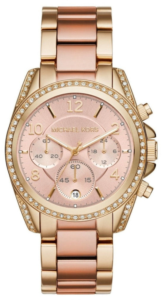 Michael Kors Blair Chronograph Rose Gold Dial Two Tone Steel Strap Watch for Women - MK6316