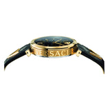 Versace V-Twist Black Dial Black Leather Strap Watch for Women - VELS00619