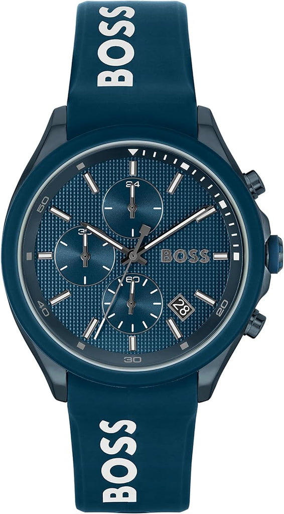 Hugo Boss Velocity Chronograph Blue Dial Blue Rubber Strap Watch For Men - 1514061