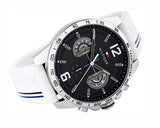 Tommy Hilfiger Multifunction Black Dial White Rubber Strap Watch for Men - 1791475