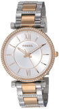 Fossil Carlie Silver Dial Two Tone Steel Strap Watch for Women - ES4342