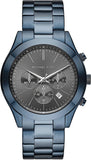 Michael Kors Slim Runway Chronograph Black Dial Blue Steel Strap Watch for Men - MK8918