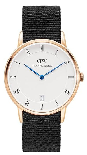 Daniel Wellington Dapper Cornwall White Dial Black Nylon Strap Watch For Men - DW00100261