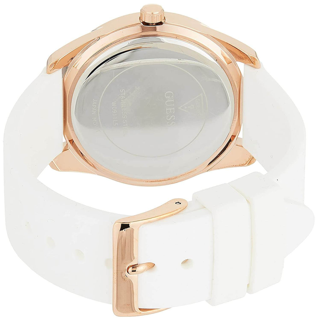 Guess G Twist White & Gold Dial White Silicone Strap Watch For Women - W0911L5