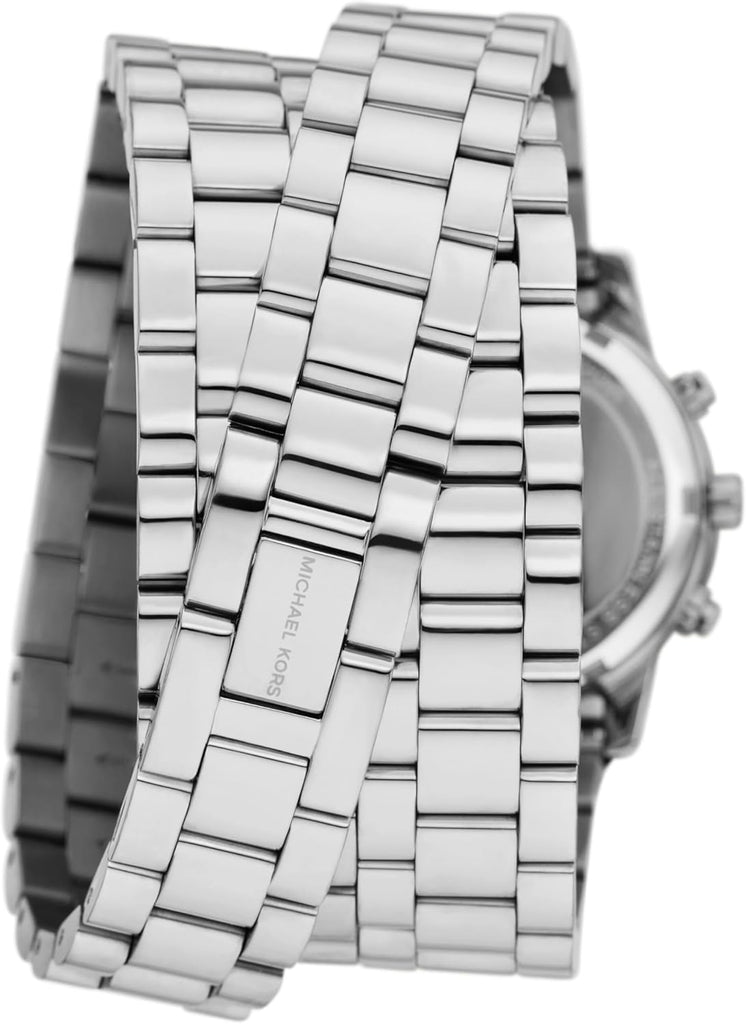 Michael Kors Runway 18K Rhodium Plated Triple Wrap Silver Dial Silver Steel Strap Watch for Women - MK7451