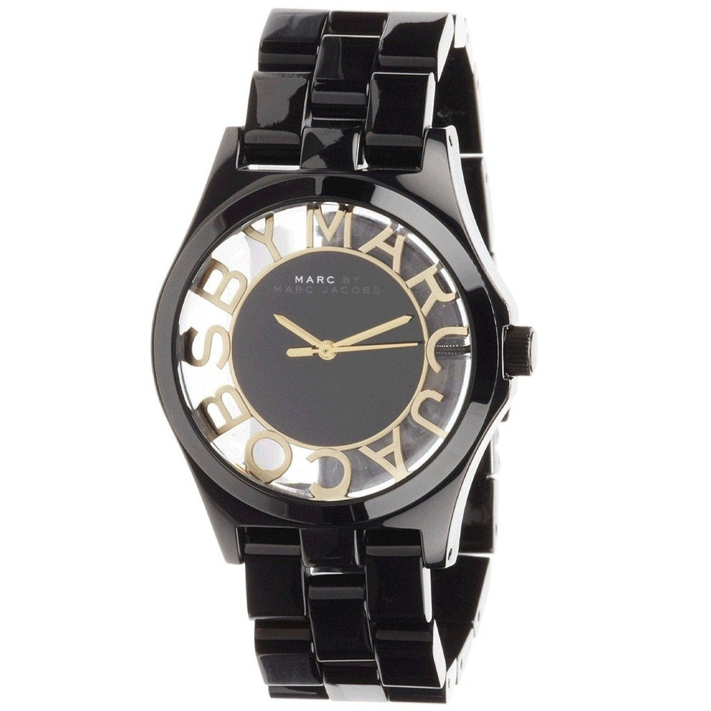 Marc Jacobs Henry Transparent Black Dial Black Steel Strap Watch for Women - MBM3255
