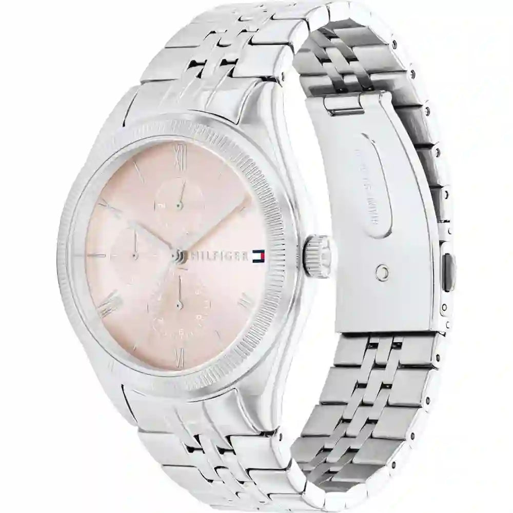 Tommy Hilfiger Monica Multifunction Chronograph Pink Dial Silver Steel Strap Watch For Women - 1782590