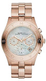 Marc Jacobs Blade Chronograph Mother of Pearl White Dial Rose Gold Steel Strap Watch for Women - MBM8637
