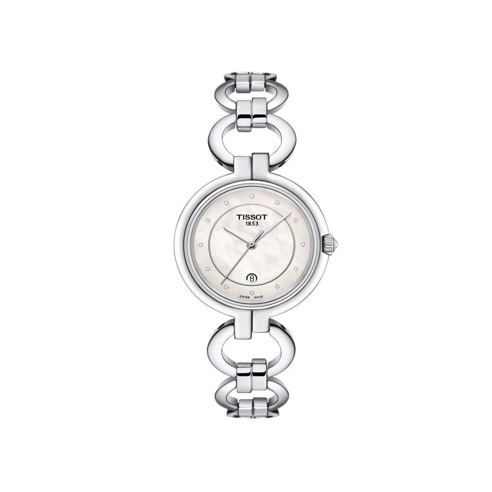 Tissot T Trend Flamingo Mother of Pearl Dial Silver Steel Strap Watch for Women - T094.210.11.116.00