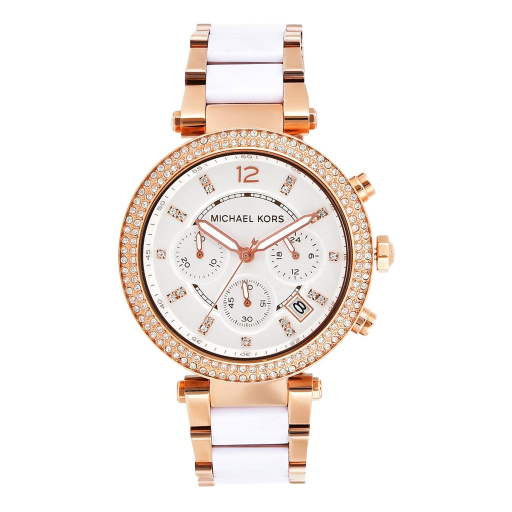 Michael Kors Parker White Dial Two Tone Steel Strap Watch for Women - MK5774