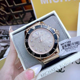 Michael Kors Everest Analog Rose Gold Dial Black Silicone Strap Watch For Women - MK7358