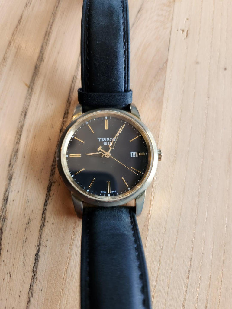 Tissot T Classic Dream Black Dial Black Leather Strap Watch for Men - T033.410.36.051.01