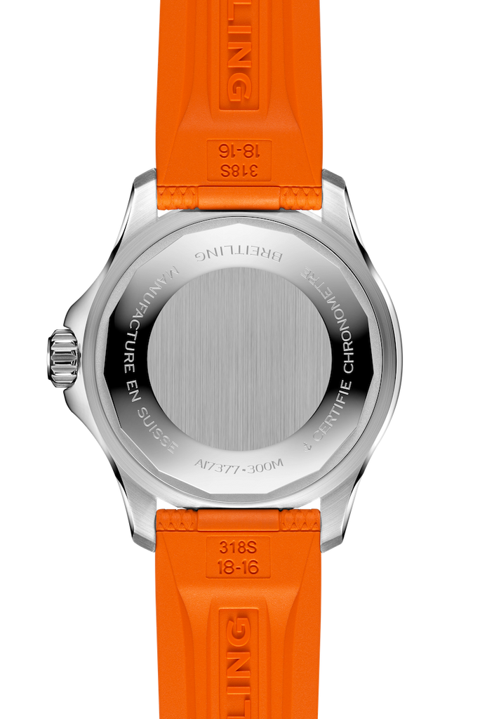 Breitling Superocean Automatic 36 Orange Dial Orange Rubber Strap Watch for Men - A17377211O1S1