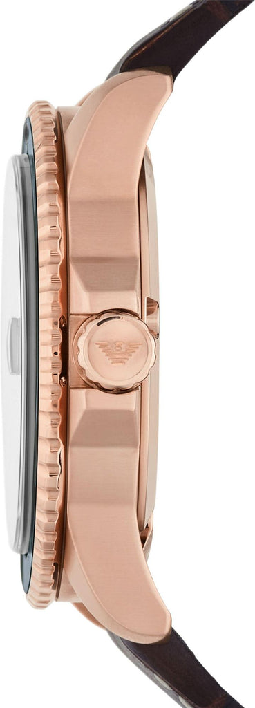 Emporio Armani Pro Planet Three Hand Date Blue Dial Brown Leather Strap Watch For Men - AR11556