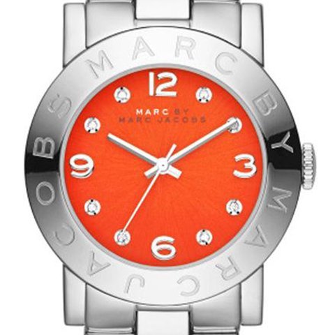 Marc Jacobs Amy Red Dial Silver Steel Strap Watch for Women - MBM3302
