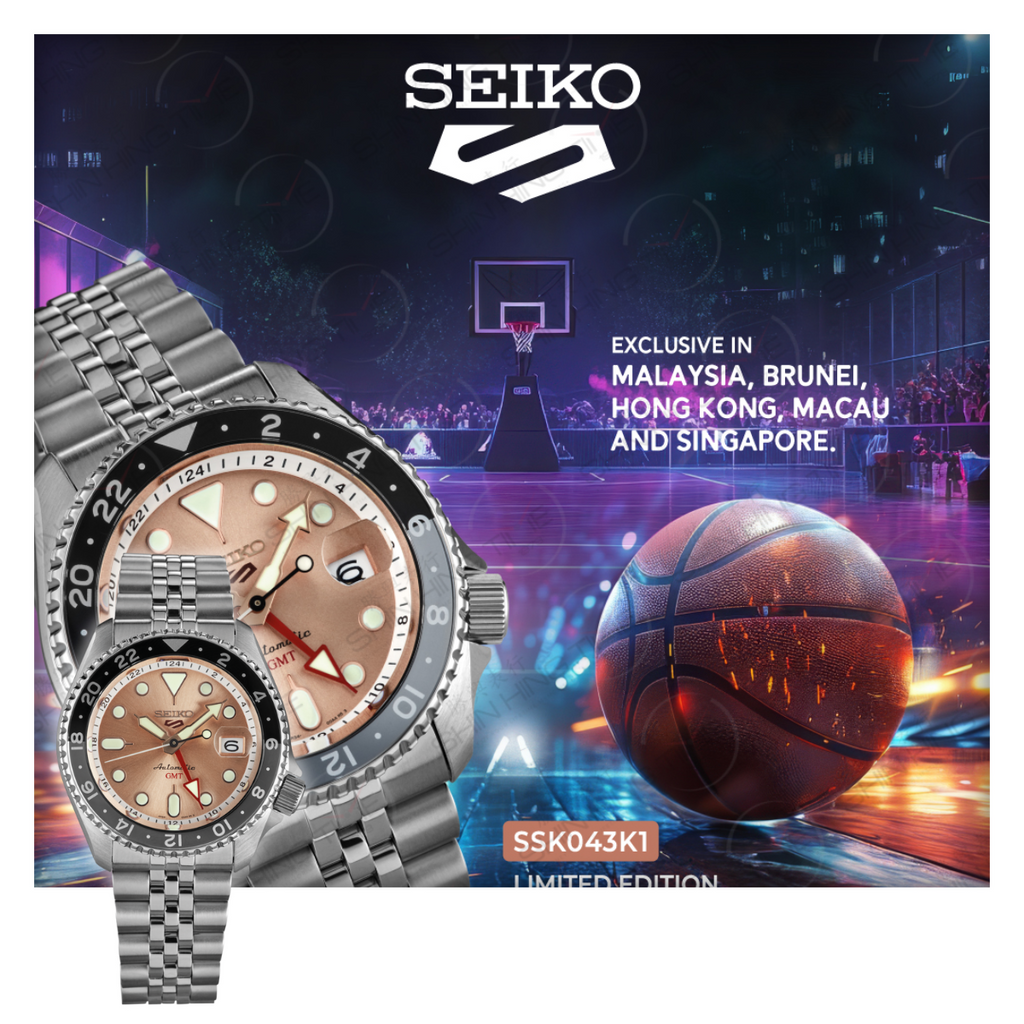 Seiko 5 Sports GMT Thong Sia Limited Edition Brown Dial Silver Steel Strap Watch for Men - SSK043K1