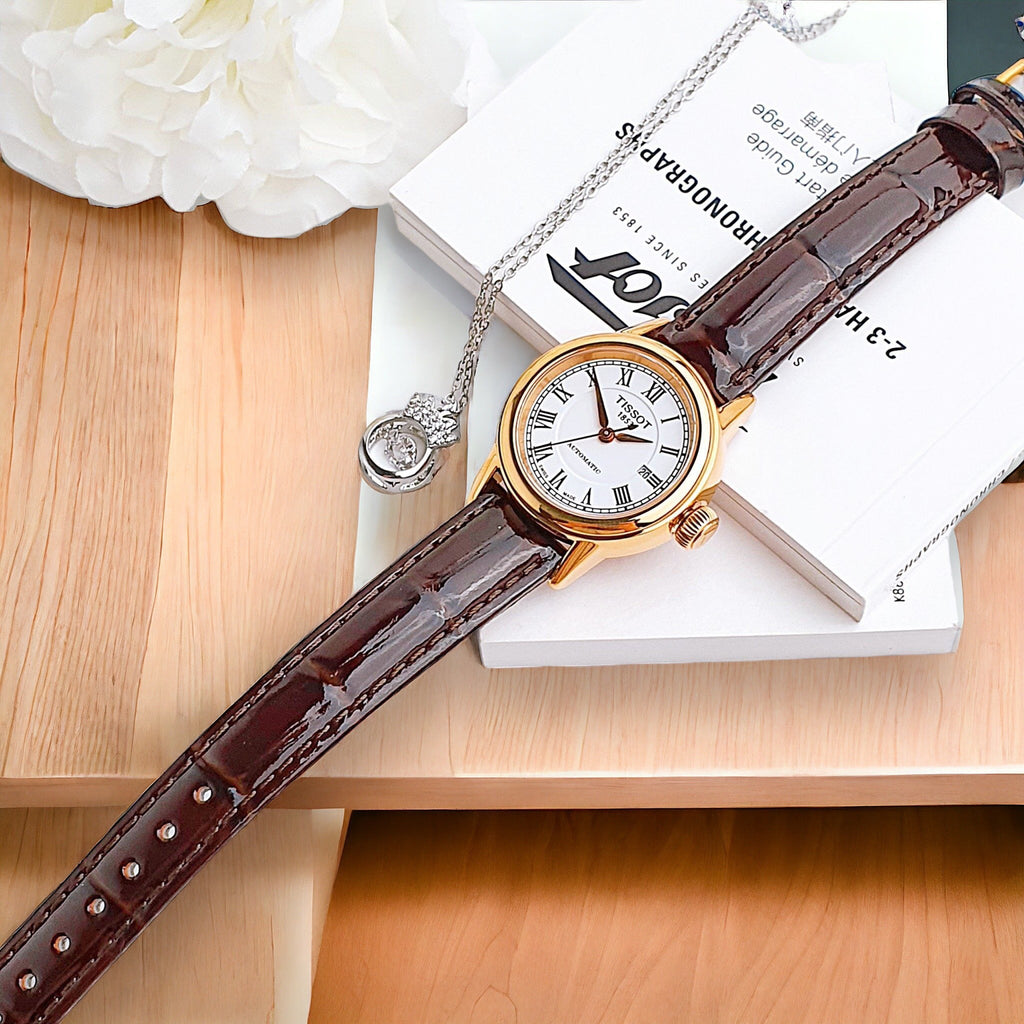 Tissot T Classic Carson White Dial Brown Leather Strap Watch For Women - T085.207.36.013.00