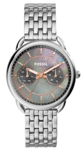 Fossil Tailor Mother of Pearl Black Dial Silver Steel Strap Watch for Women - ES3911