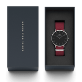 Daniel Wellington Classic Roselyn Black Dial Maroon Nylon Strap Watch For Women - DW00100274