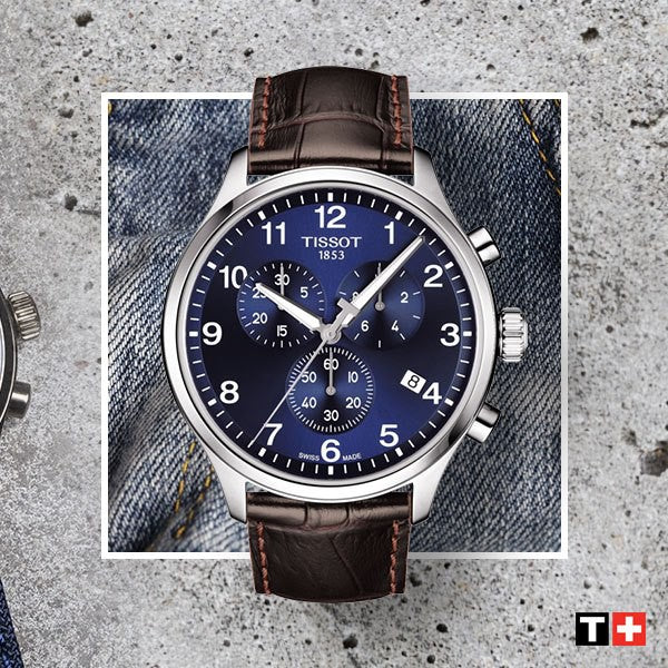 Tissot Chrono XL Classic Blue Dial Brown Leather Strap Watch For Men - T116.617.16.047.00