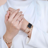 Daniel Wellington Quadro Melrose Black Dial Rose Gold Mesh Bracelet Watch For Women - DW00100432