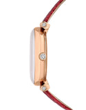 Swarovski Crystalline Wonder Silver Dial Red Leather Strap Watch for Women - 5656905